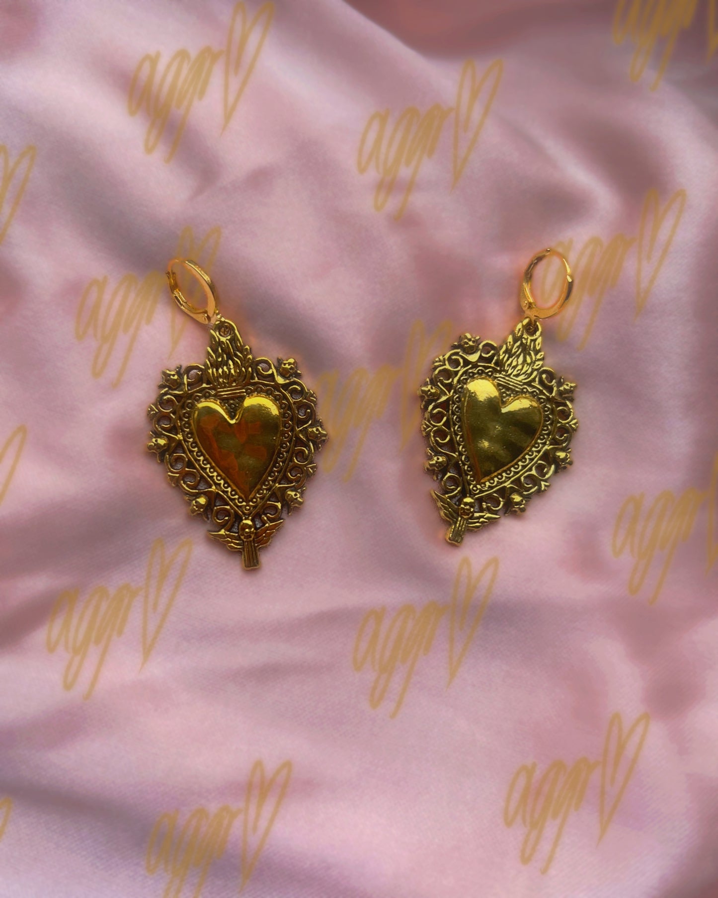 sacred heart drop earrings