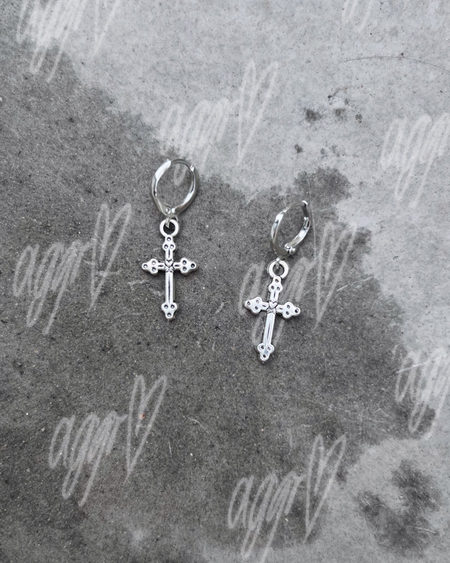 tiny crosses mini drop earrings