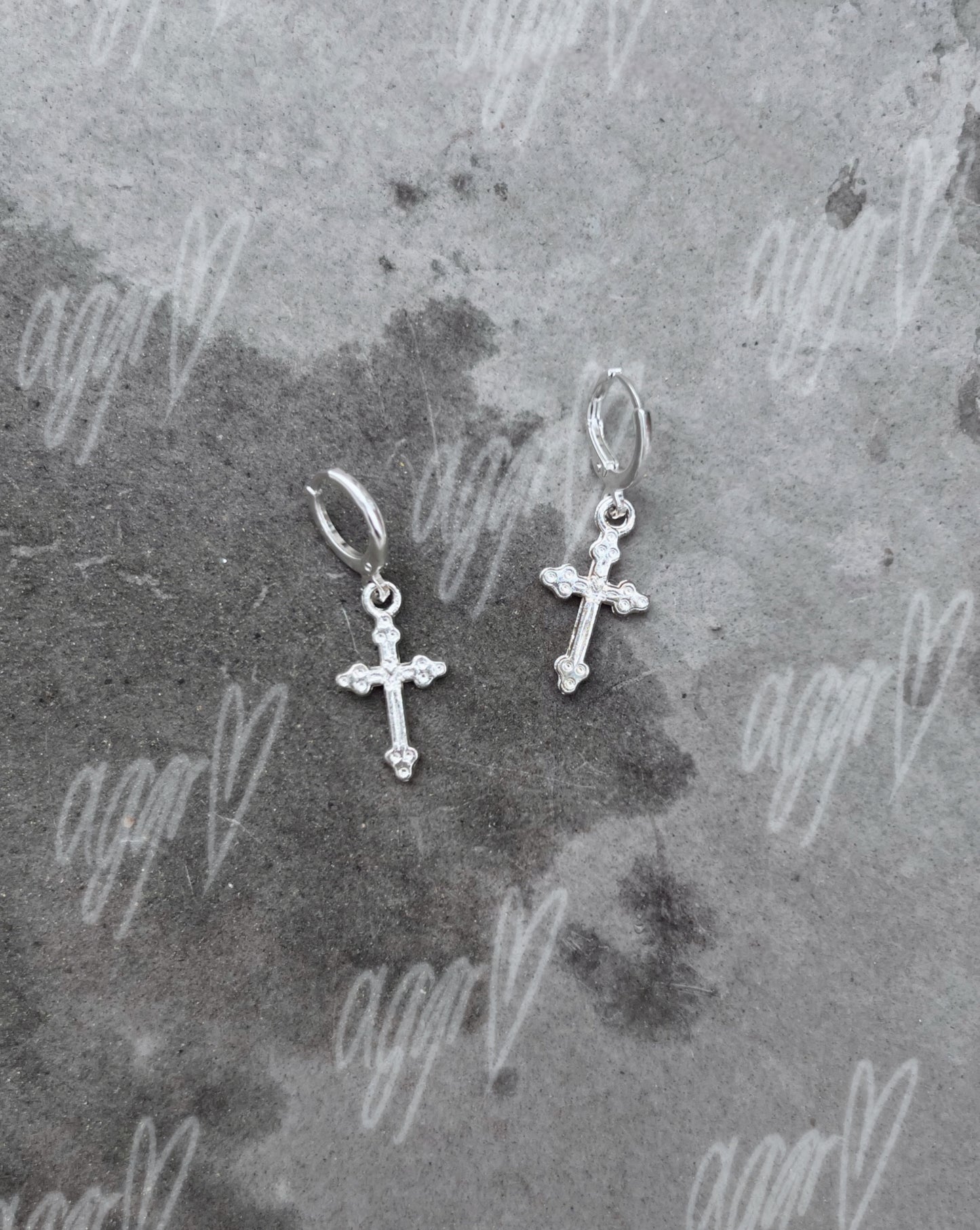 tiny crosses mini drop earrings