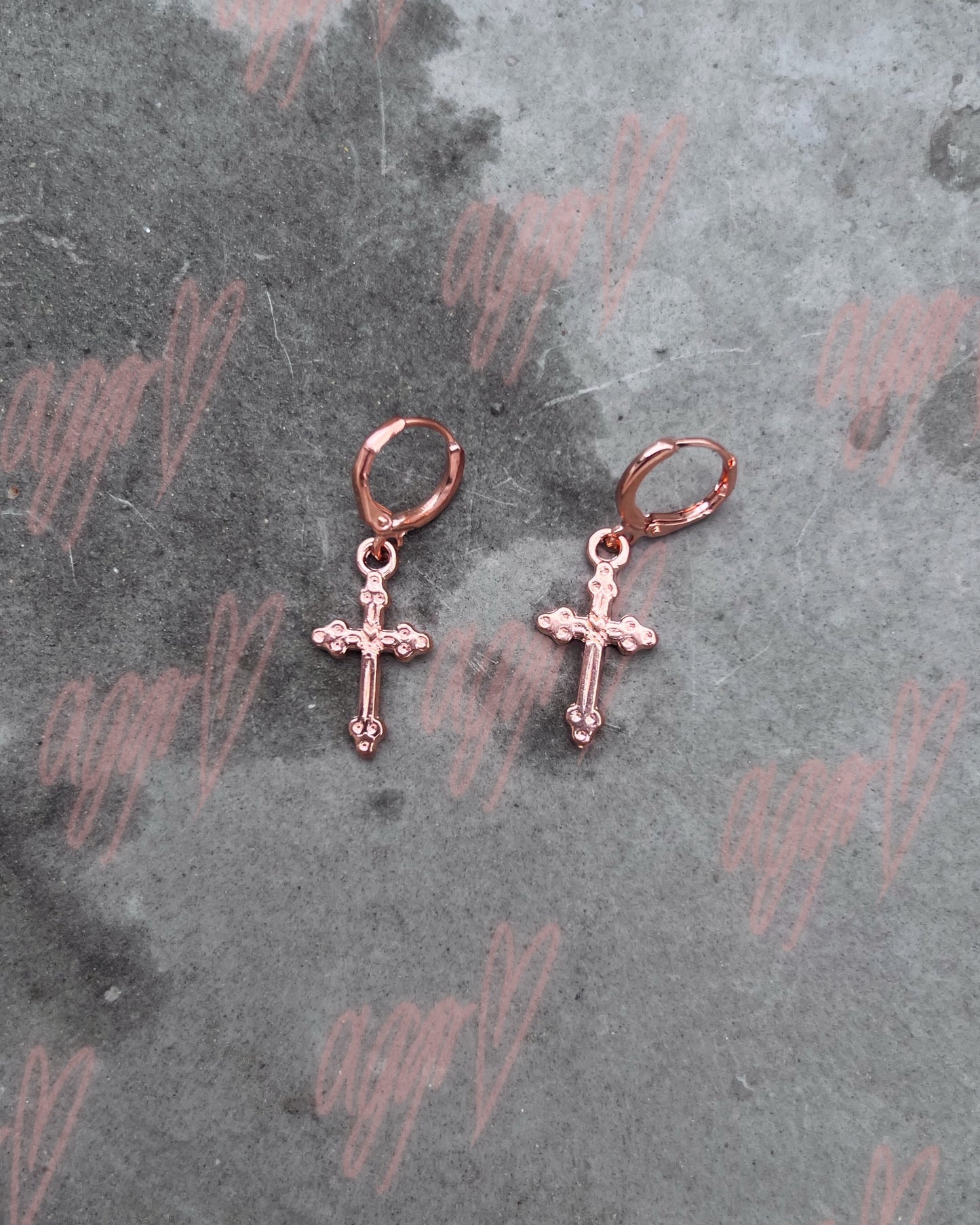 tiny crosses mini drop earrings