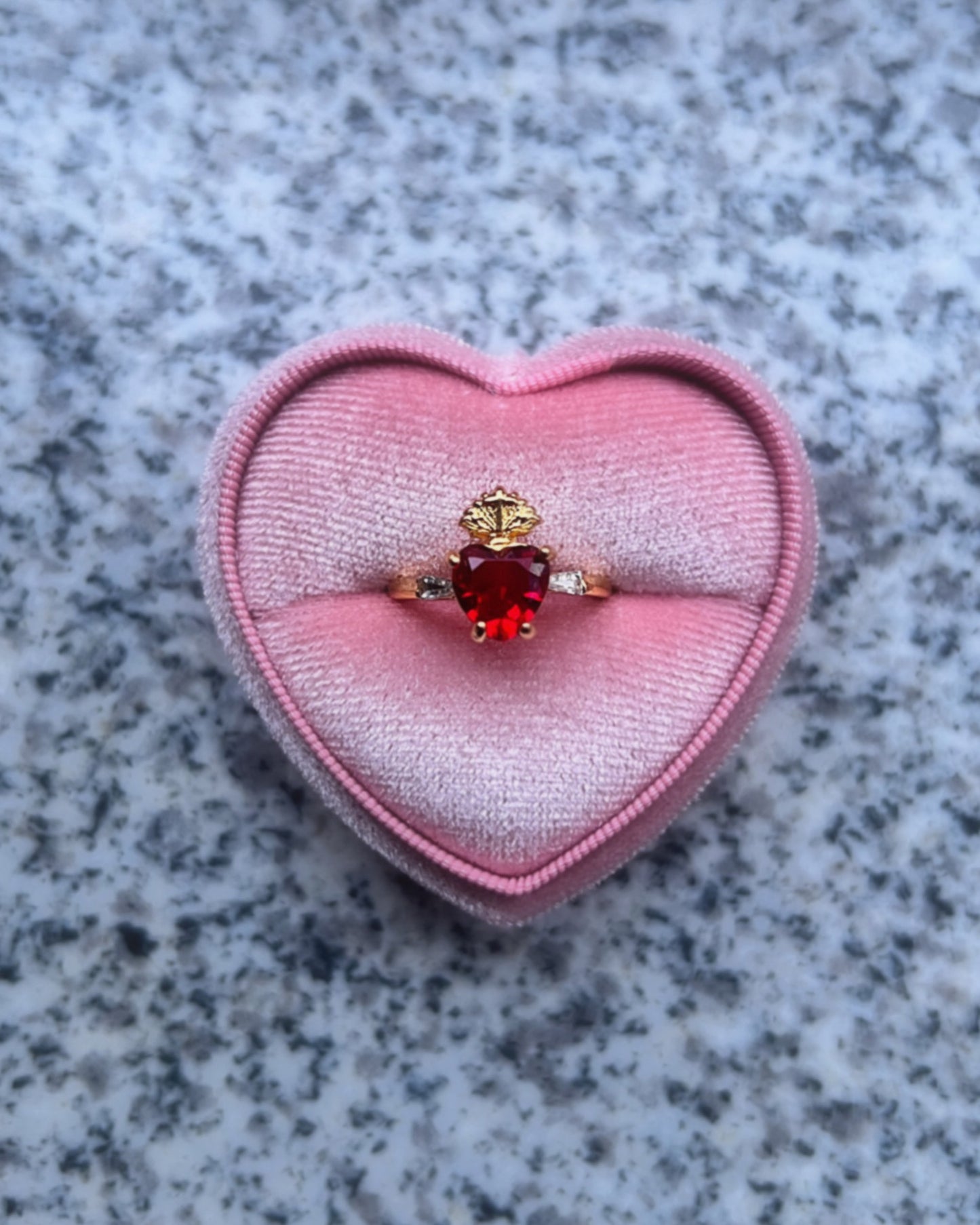 sacred heart gemstone ring