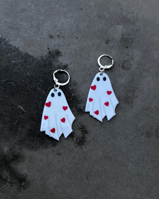 love shock acrylic ghost earrings