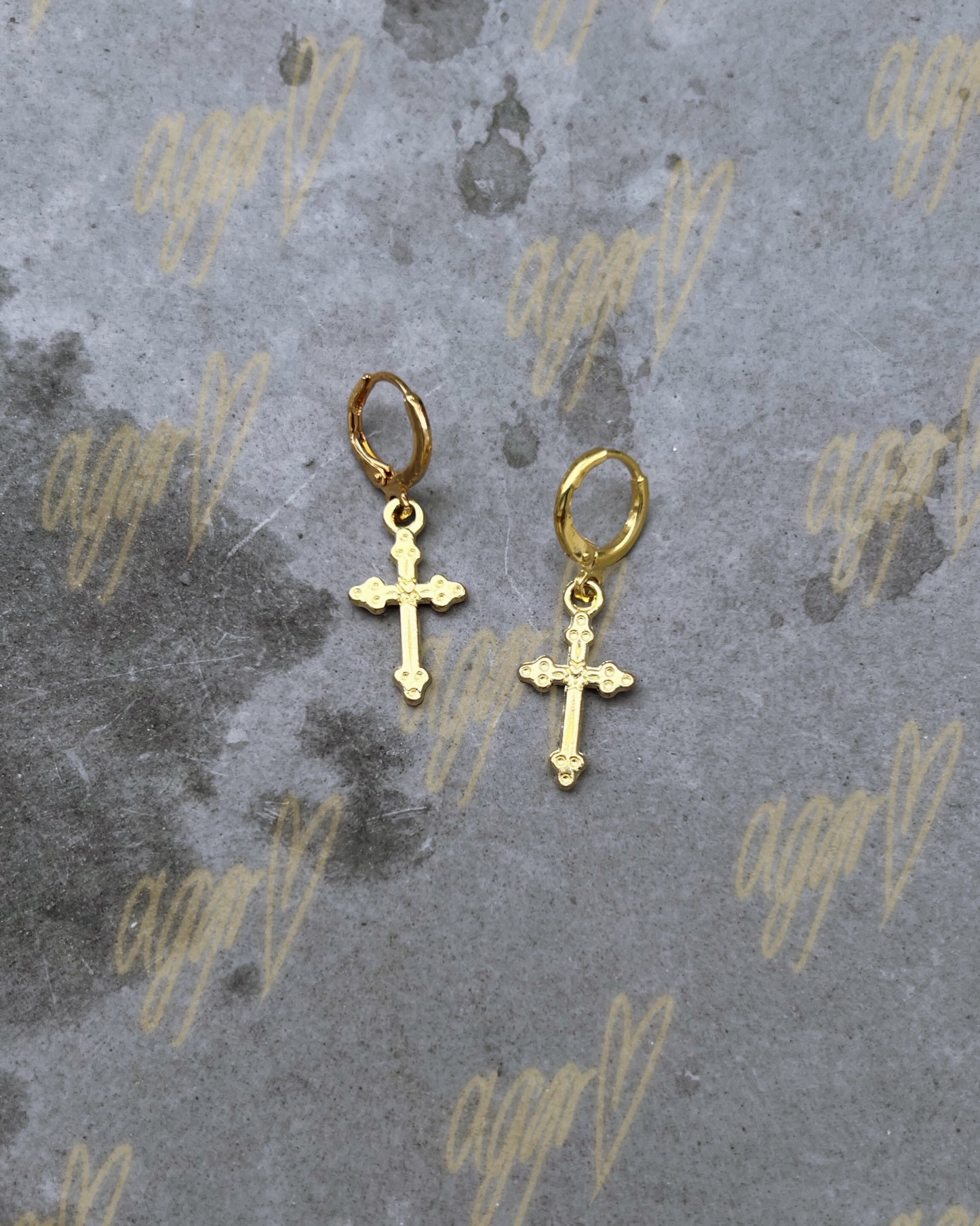 tiny crosses mini drop earrings