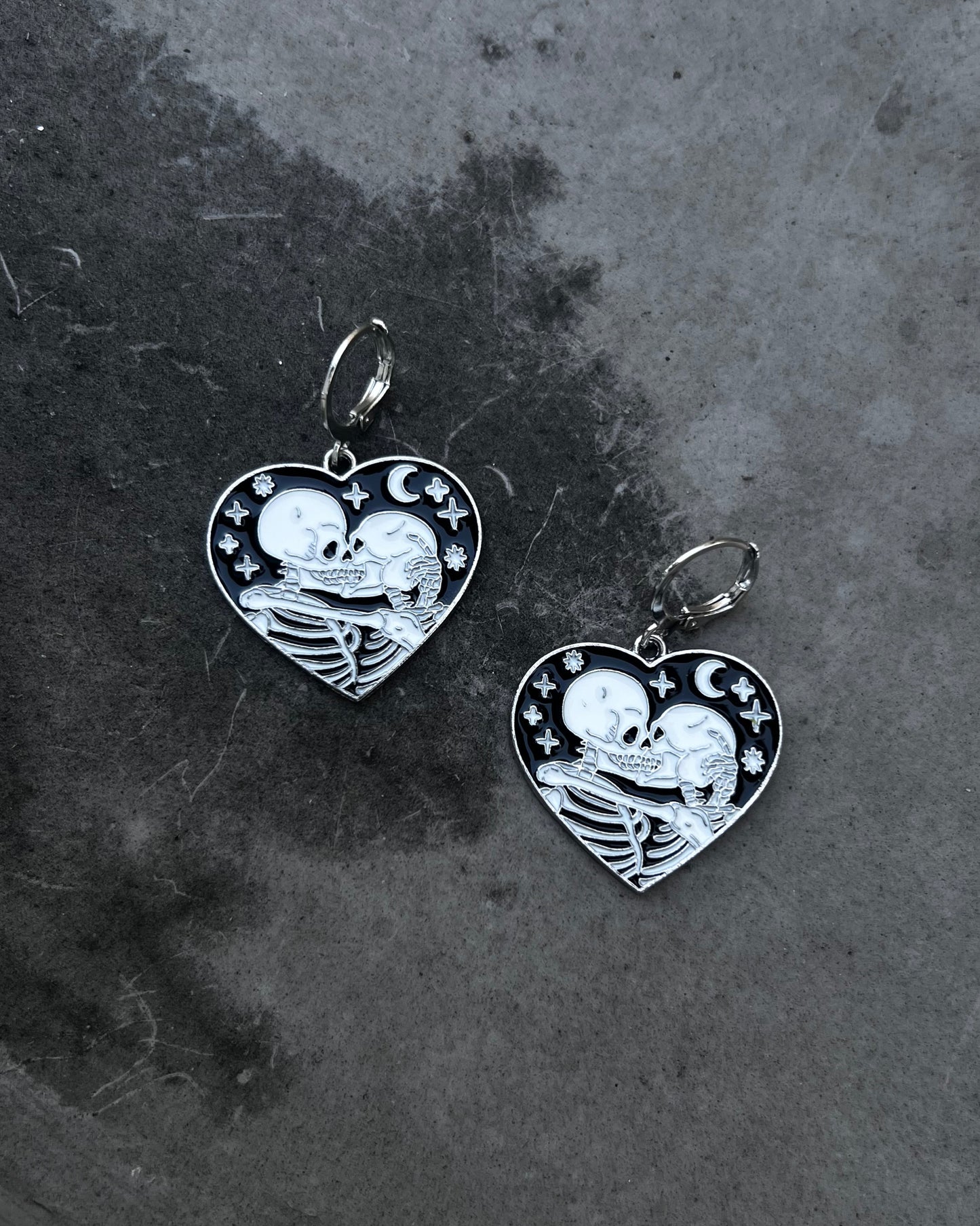 midnight lovers skeleton earrings