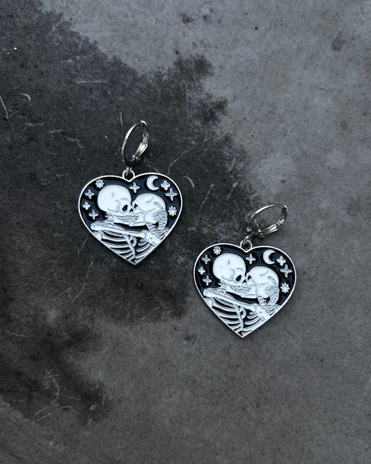 midnight lovers skeleton earrings