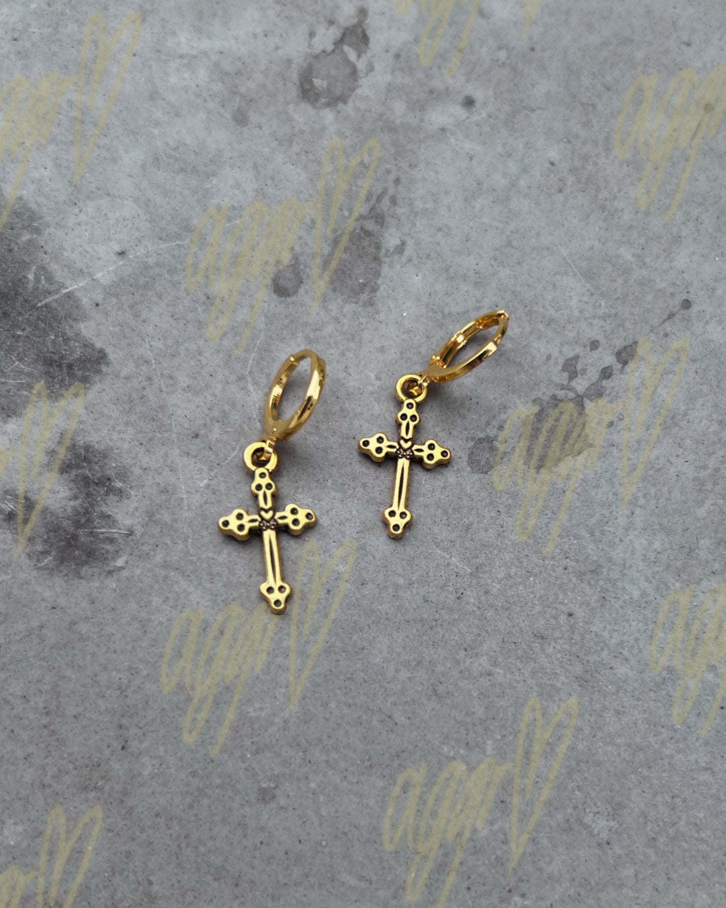 tiny crosses mini drop earrings