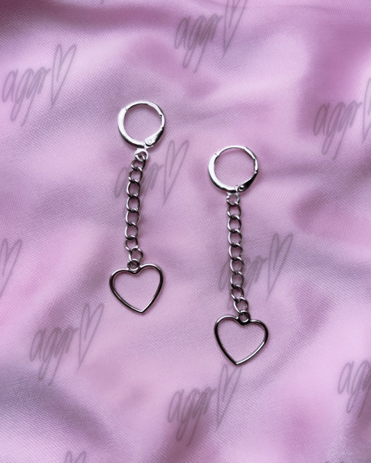 heart on a chain drop earrings