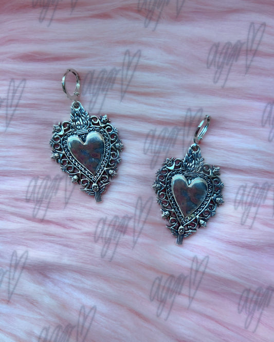 sacred heart drop earrings