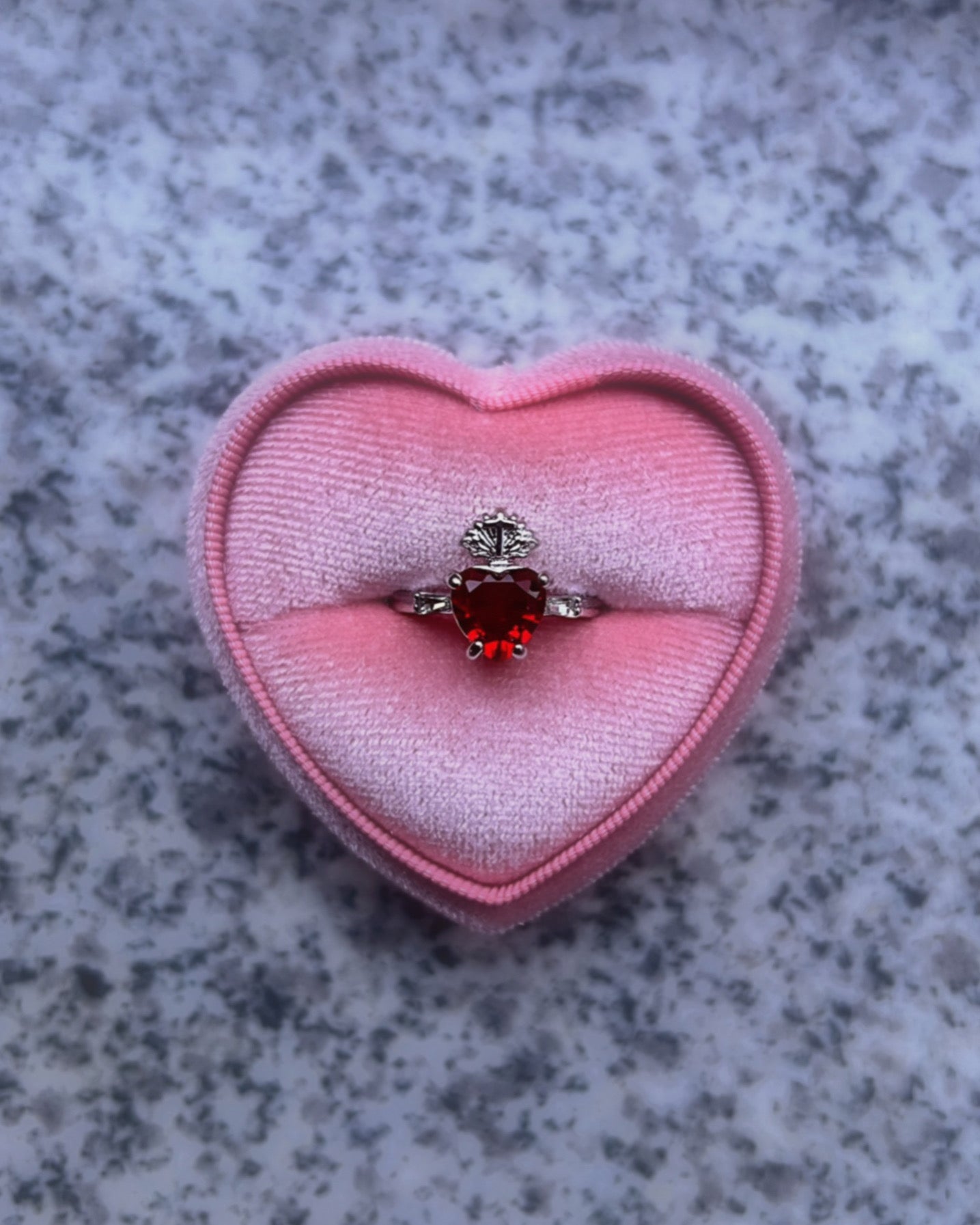 sacred heart gemstone ring