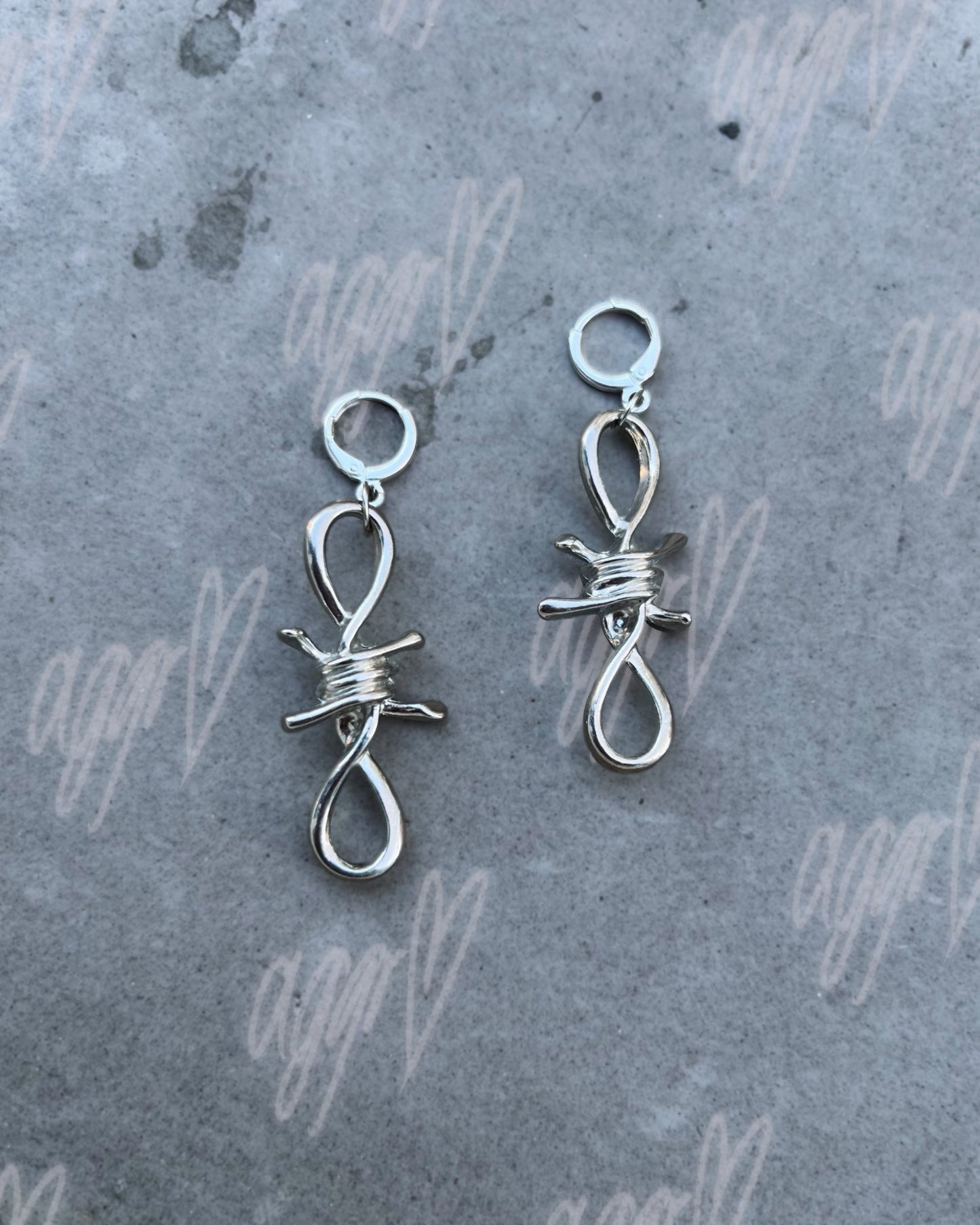 barbed wire baby drop earrings