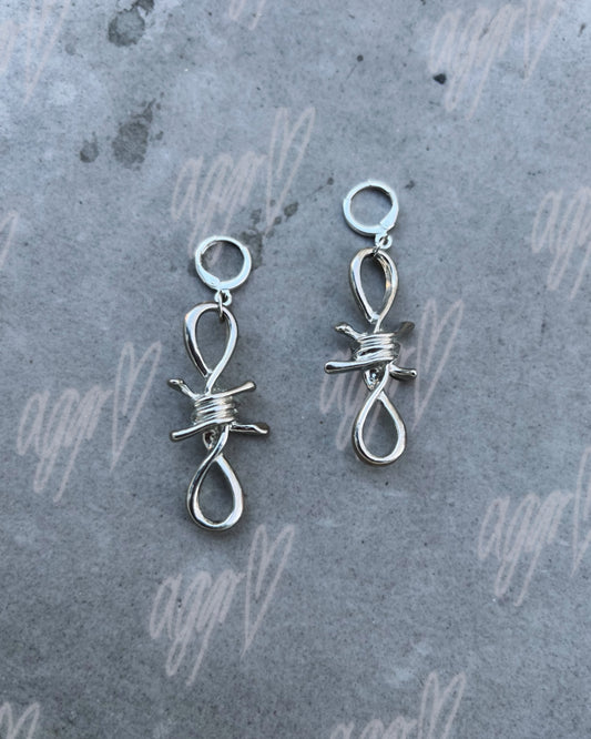 barbed wire baby drop earrings