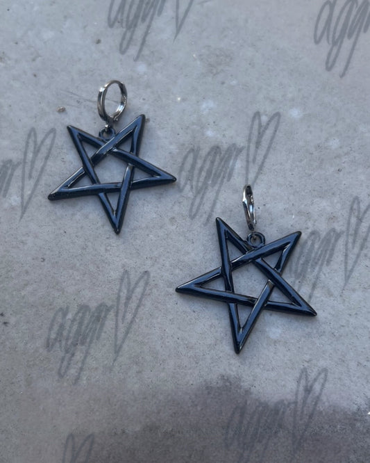 bold black pentagram earrings