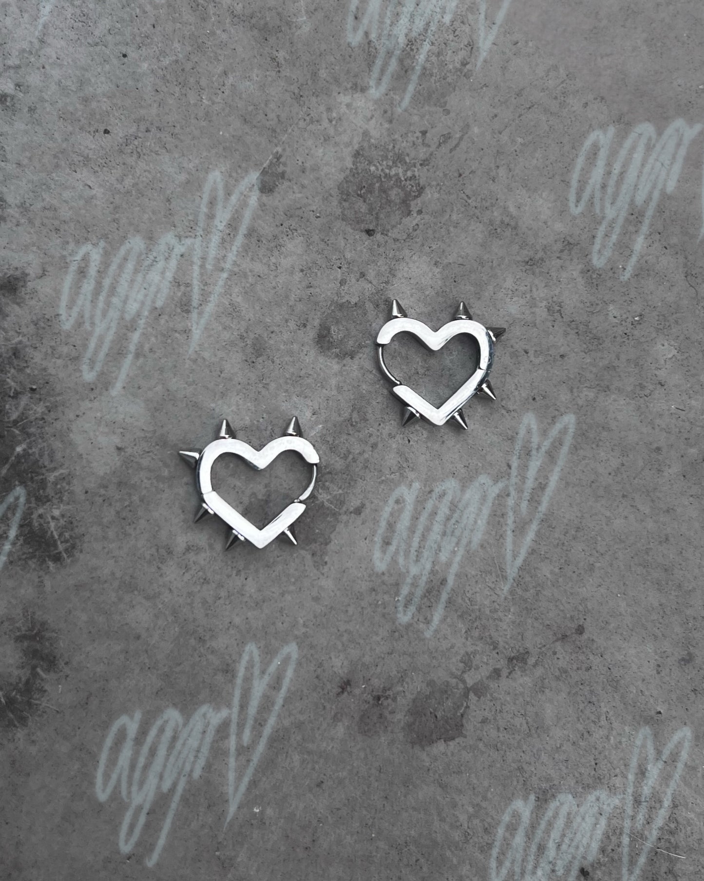 spiky heart stainless steel creole earrings