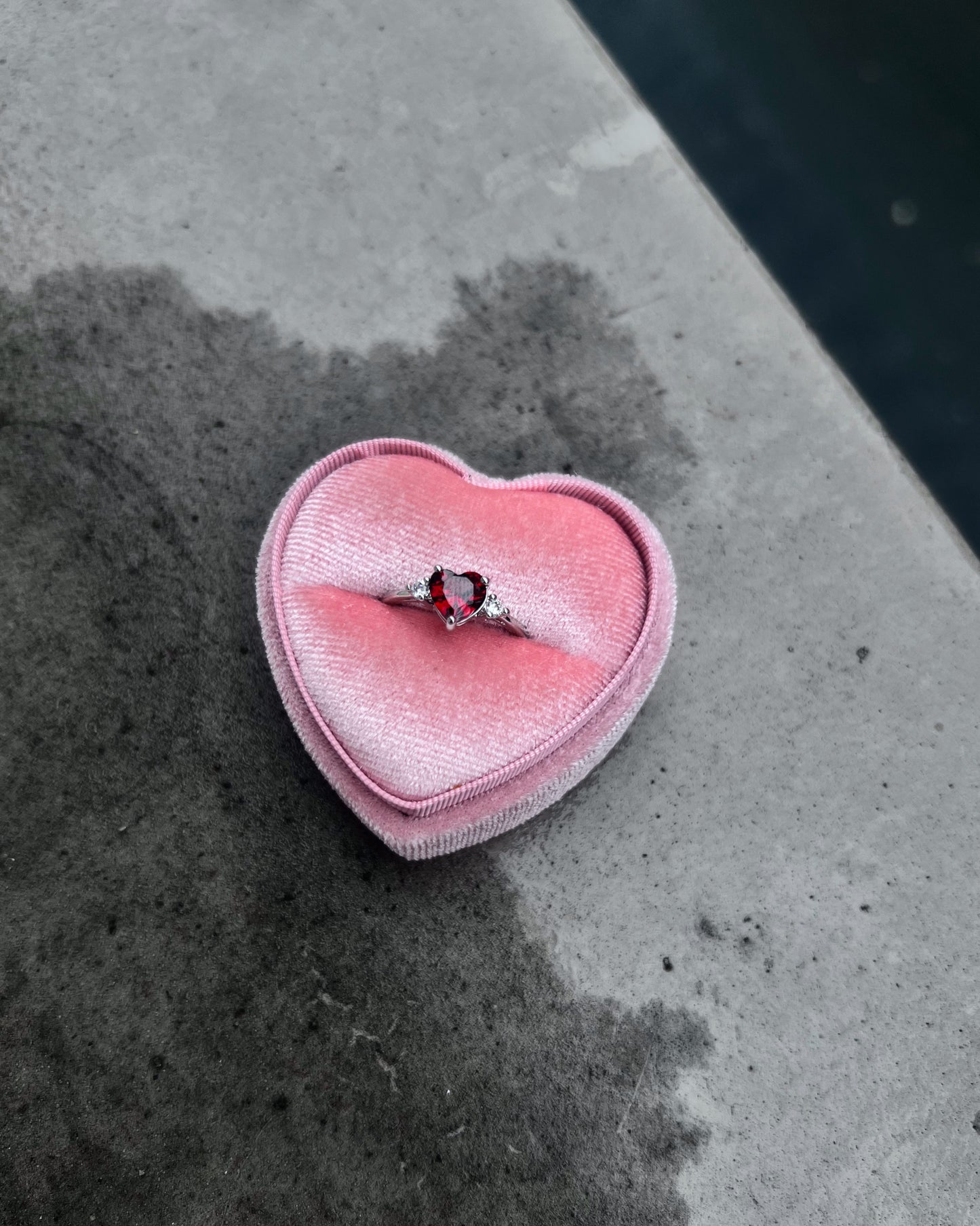 clear gemstone heart ring