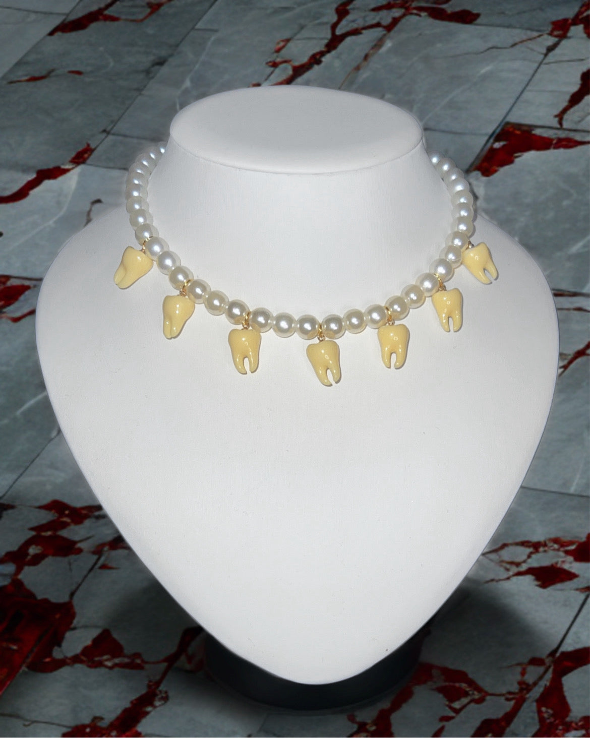 tooth chimera pearl choker