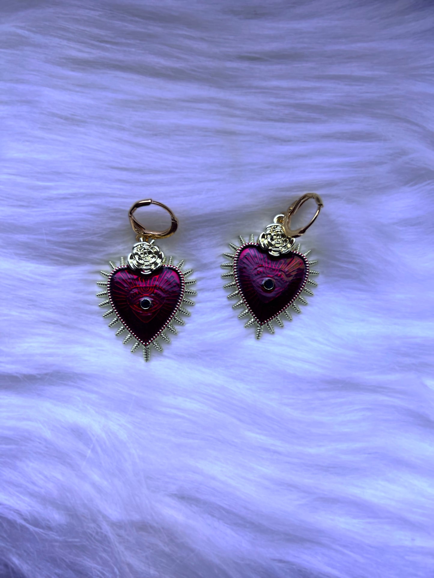 sacred or doomed heart drop earrings