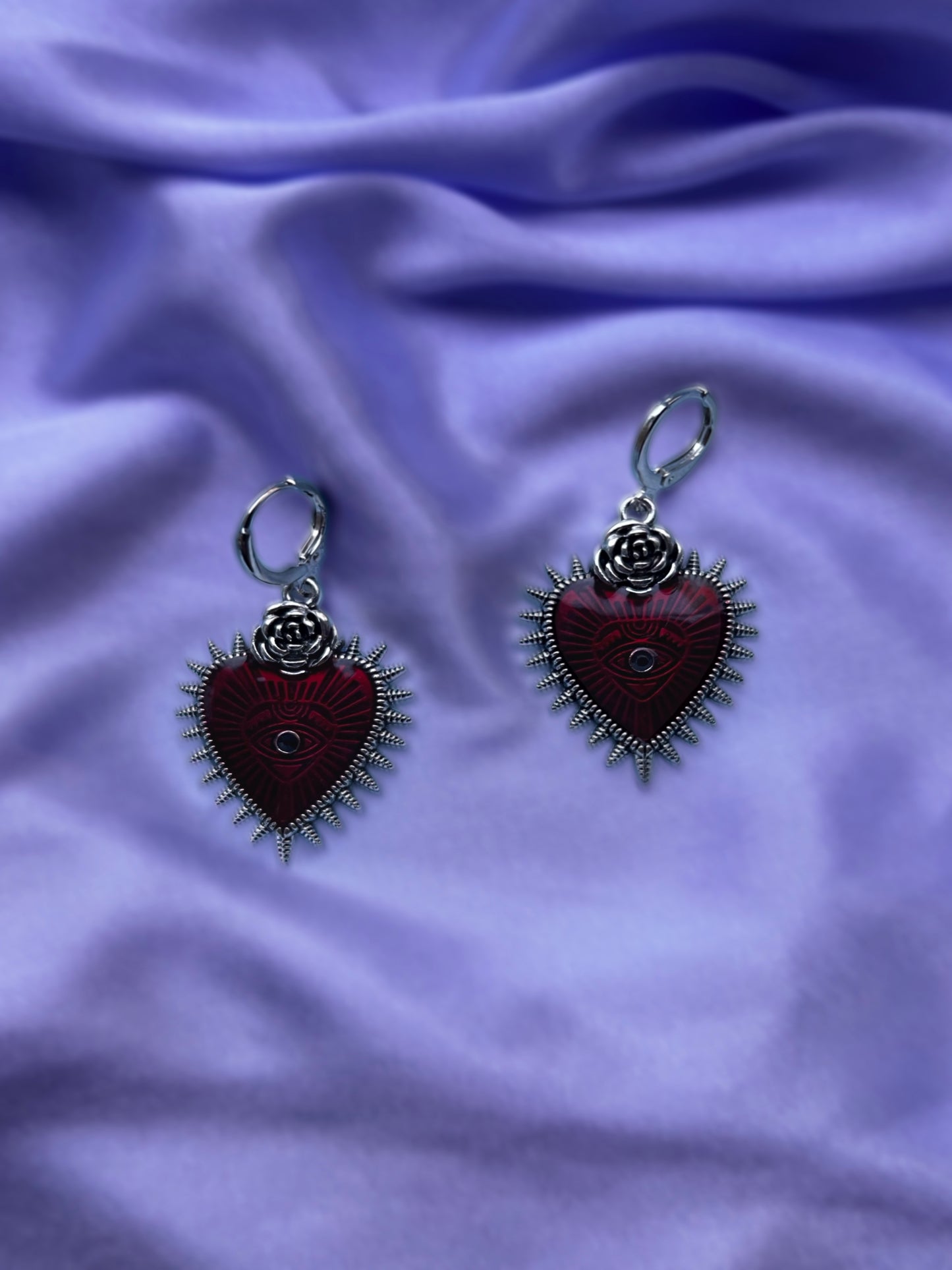 sacred or doomed heart drop earrings