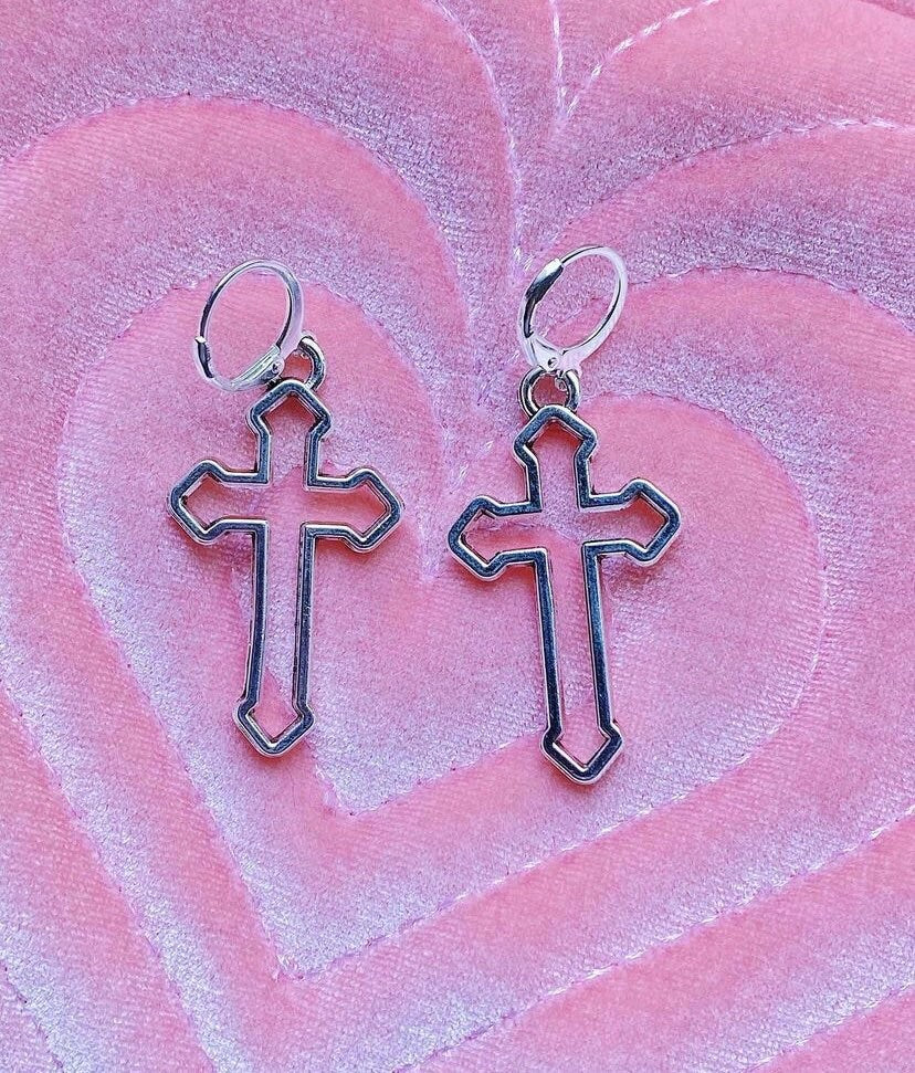 classic big cross earrings