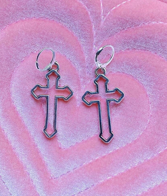 classic big cross earrings