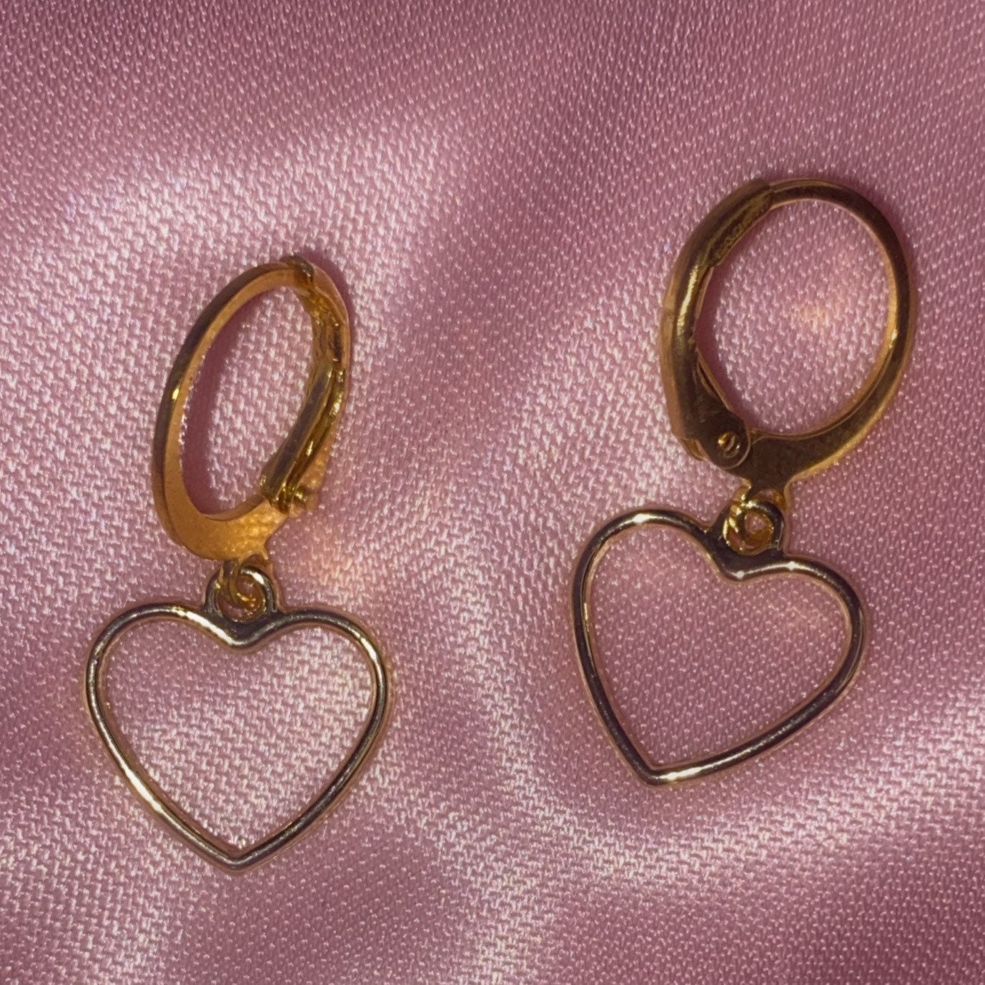 dainty heart hollow drop earrings