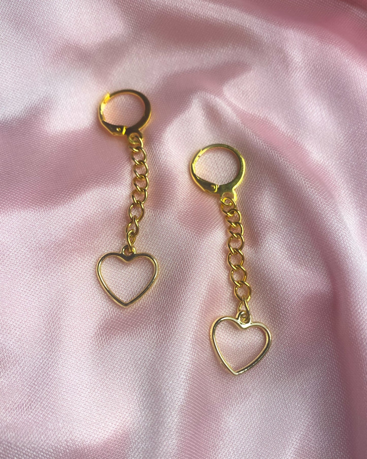 heart on a chain drop earrings