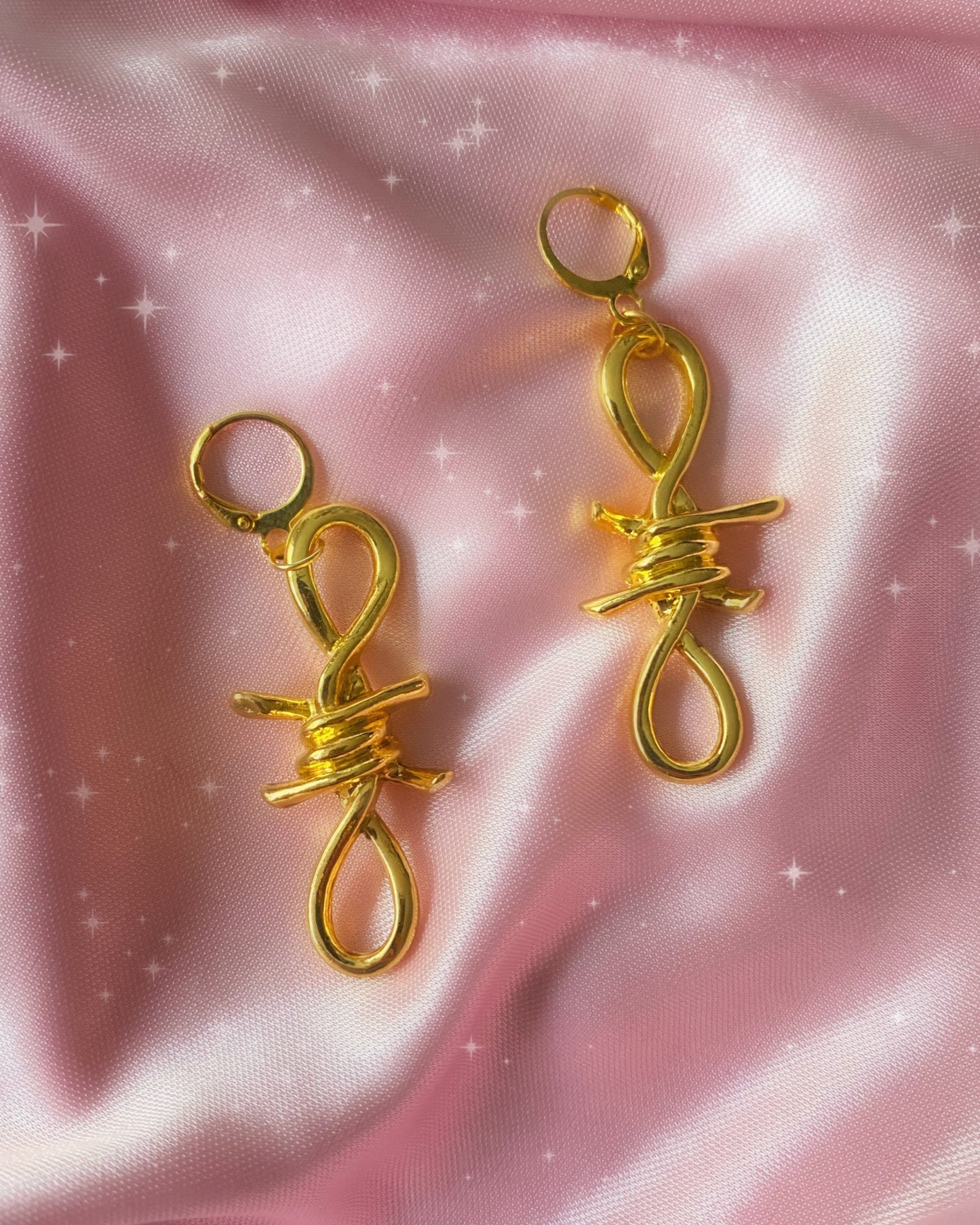 barbed wire baby drop earrings