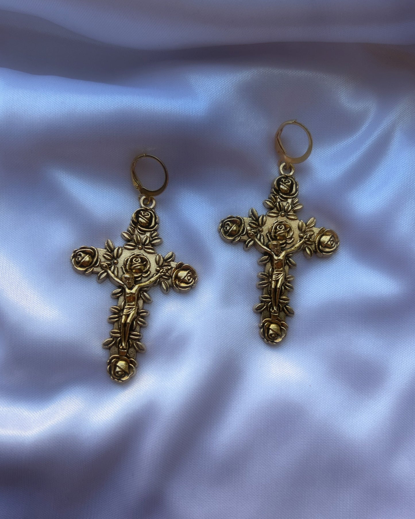 c ya jesus rosy cross earrings