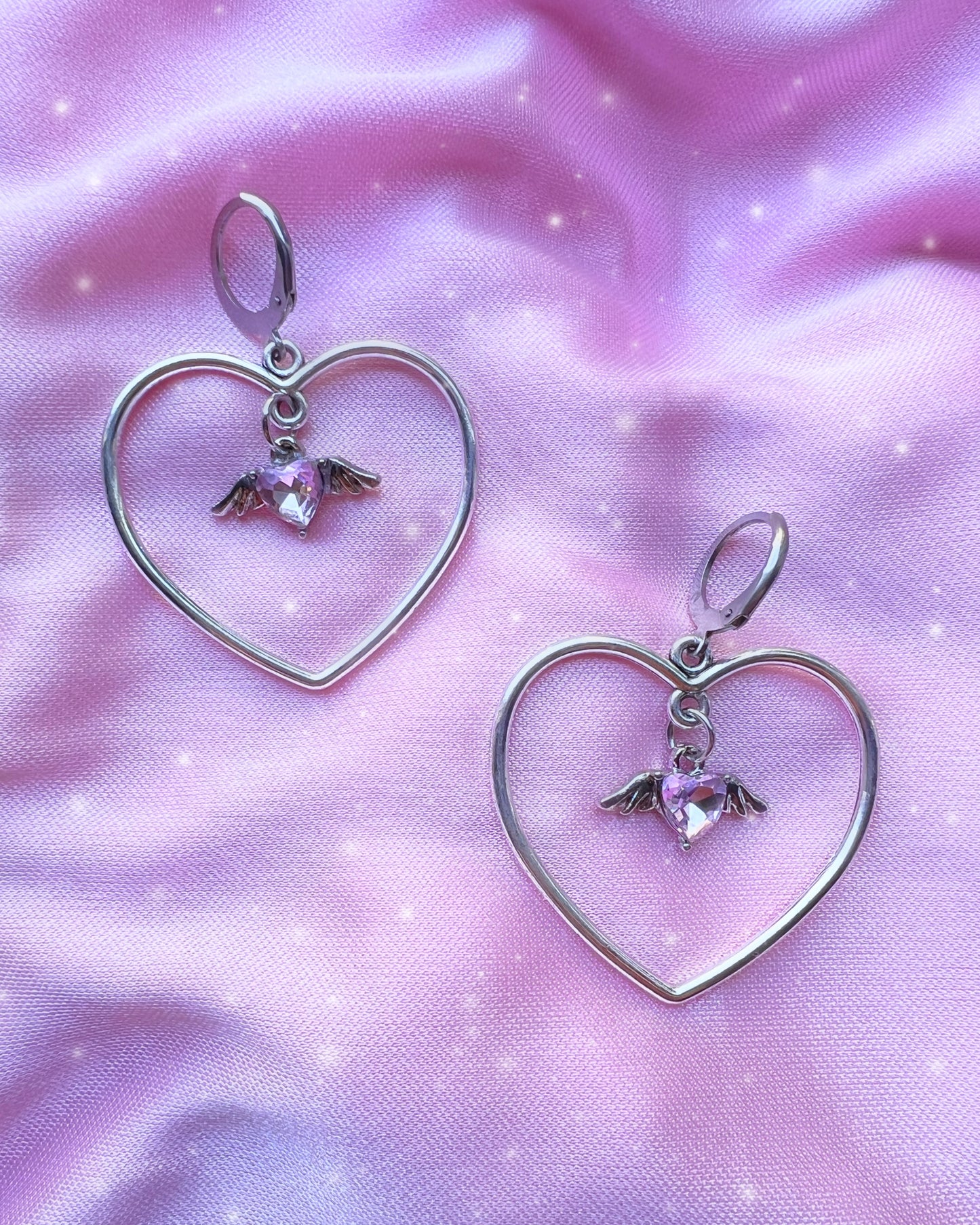 my heart grew wings drop earrings